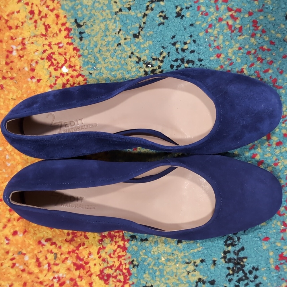 Naturalizer Blue Suede Heels with Block Heel